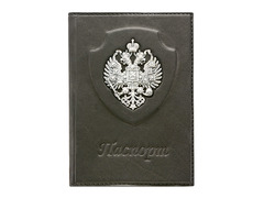 Кожаная обложка для паспорта с серебряной накладкой «Империя»